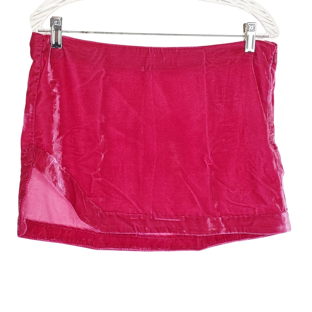 Free People Skirt Womens 8 Pink Velvet Mini Elastic Waist Lined Party Boho Chic